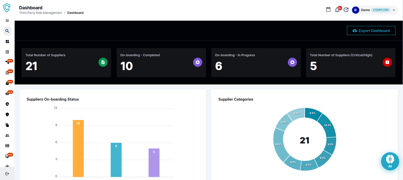 Complyan Vendor Risk Dashboard